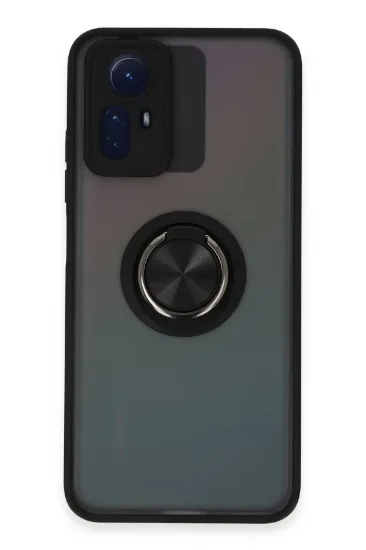 Newface Xiaomi Redmi Note 12S Kılıf Montreal Yüzüklü Silikon Kapak - Siyah resmi