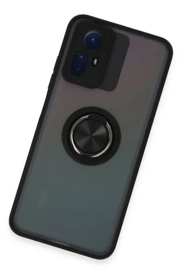 Newface Xiaomi Redmi Note 12S Kılıf Montreal Yüzüklü Silikon Kapak - Siyah resmi