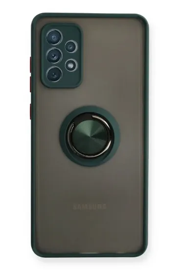 Newface Samsung Galaxy A72 Kılıf Montreal Yüzüklü Silikon Kapak - Yeşil resmi