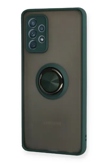 Newface Samsung Galaxy A72 Kılıf Montreal Yüzüklü Silikon Kapak - Yeşil resmi