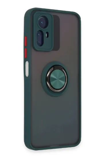 Newface Xiaomi Redmi Note 12S Kılıf Montreal Yüzüklü Silikon Kapak - Yeşil resmi