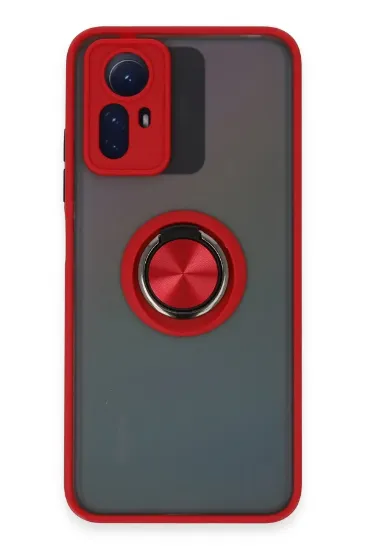 Newface Xiaomi Redmi Note 12S Kılıf Montreal Yüzüklü Silikon Kapak - Kırmızı resmi
