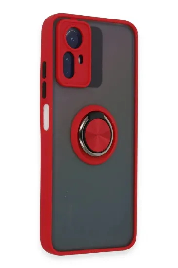 Newface Xiaomi Redmi Note 12S Kılıf Montreal Yüzüklü Silikon Kapak - Kırmızı resmi