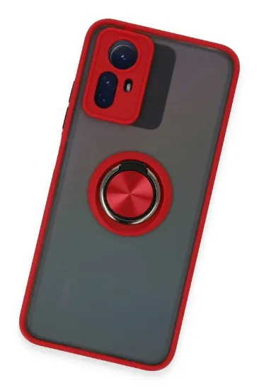 Newface Xiaomi Redmi Note 12S Kılıf Montreal Yüzüklü Silikon Kapak - Kırmızı resmi