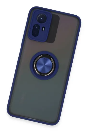 Newface Xiaomi Redmi Note 12S Kılıf Montreal Yüzüklü Silikon Kapak - Lacivert resmi