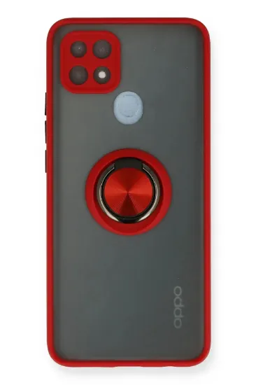 Newface Oppo A15 Kılıf Montreal Yüzüklü Silikon Kapak - Kırmızı resmi