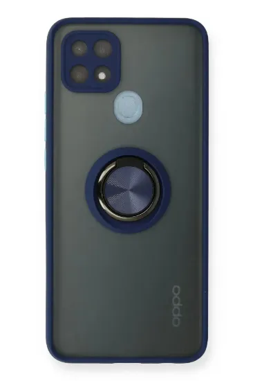 Newface Oppo A15 Kılıf Montreal Yüzüklü Silikon Kapak - Lacivert resmi