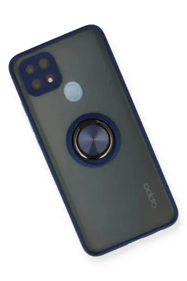 Newface Oppo A15 Kılıf Montreal Yüzüklü Silikon Kapak - Lacivert resmi