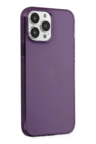Newface iPhone 14 Pro Max Kılıf Pc Sert Şeffaf Kapak - Mor resmi