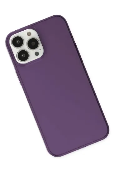 Newface iPhone 14 Pro Max Kılıf Pc Sert Şeffaf Kapak - Mor resmi
