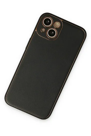 Newface iPhone 14 Kılıf Coco Deri Silikon Kapak - Siyah resmi