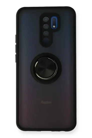 Newface Xiaomi Redmi 9 Kılıf Montreal Yüzüklü Silikon Kapak - Siyah resmi