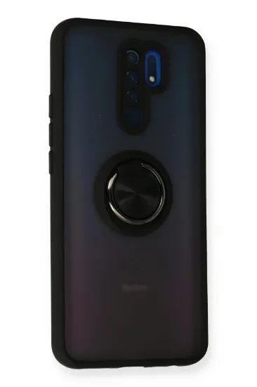 Newface Xiaomi Redmi 9 Kılıf Montreal Yüzüklü Silikon Kapak - Siyah resmi
