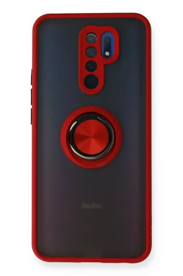 Newface Xiaomi Redmi 9 Kılıf Montreal Yüzüklü Silikon Kapak - Kırmızı resmi