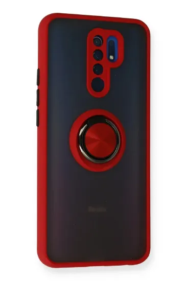 Newface Xiaomi Redmi 9 Kılıf Montreal Yüzüklü Silikon Kapak - Kırmızı resmi