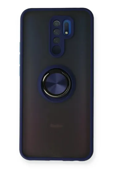 Newface Xiaomi Redmi 9 Kılıf Montreal Yüzüklü Silikon Kapak - Lacivert resmi