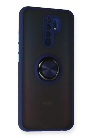 Newface Xiaomi Redmi 9 Kılıf Montreal Yüzüklü Silikon Kapak - Lacivert resmi