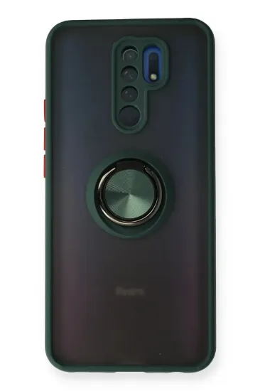 Newface Xiaomi Redmi 9 Kılıf Montreal Yüzüklü Silikon Kapak - Yeşil resmi
