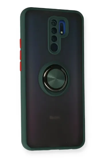 Newface Xiaomi Redmi 9 Kılıf Montreal Yüzüklü Silikon Kapak - Yeşil resmi