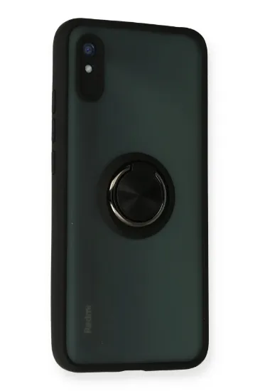 Newface Xiaomi Redmi 9A Kılıf Montreal Yüzüklü Silikon Kapak - Siyah resmi