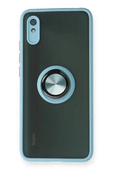 Newface Xiaomi Redmi 9A Kılıf Montreal Yüzüklü Silikon Kapak - Buz Mavi resmi