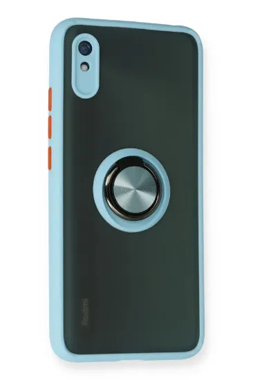 Newface Xiaomi Redmi 9A Kılıf Montreal Yüzüklü Silikon Kapak - Buz Mavi resmi