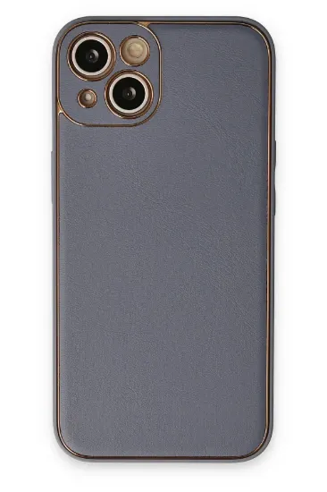 Newface iPhone 14 Plus Kılıf Coco Deri Silikon Kapak - Gri resmi