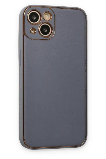 Newface iPhone 14 Plus Kılıf Coco Deri Silikon Kapak - Gri resmi