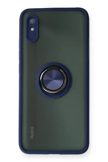 Newface Xiaomi Redmi 9A Kılıf Montreal Yüzüklü Silikon Kapak - Lacivert resmi