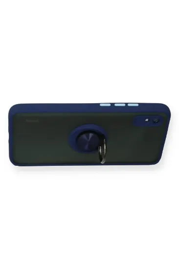 Newface Xiaomi Redmi 9A Kılıf Montreal Yüzüklü Silikon Kapak - Lacivert resmi