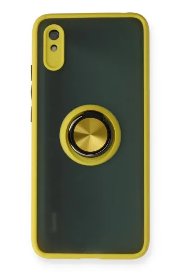 Newface Xiaomi Redmi 9A Kılıf Montreal Yüzüklü Silikon Kapak - Sarı resmi