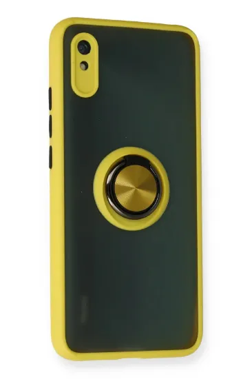 Newface Xiaomi Redmi 9A Kılıf Montreal Yüzüklü Silikon Kapak - Sarı resmi