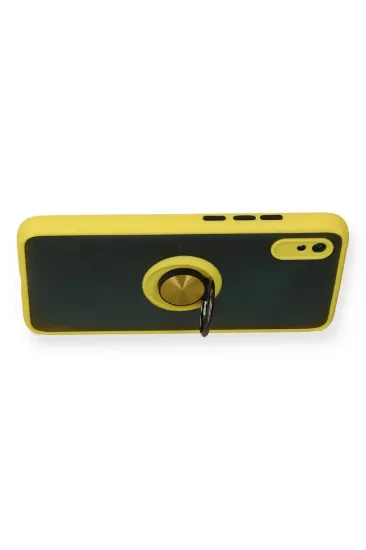 Newface Xiaomi Redmi 9A Kılıf Montreal Yüzüklü Silikon Kapak - Sarı resmi