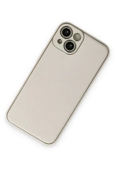Newface iPhone 14 Plus Kılıf Coco Deri Silikon Kapak - Beyaz resmi