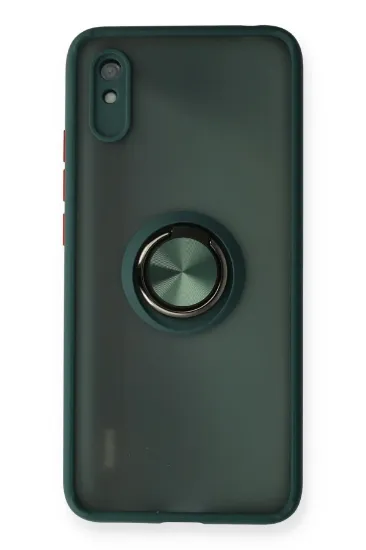 Newface Xiaomi Redmi 9A Kılıf Montreal Yüzüklü Silikon Kapak - Yeşil resmi