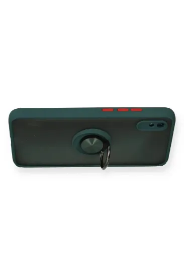 Newface Xiaomi Redmi 9A Kılıf Montreal Yüzüklü Silikon Kapak - Yeşil resmi