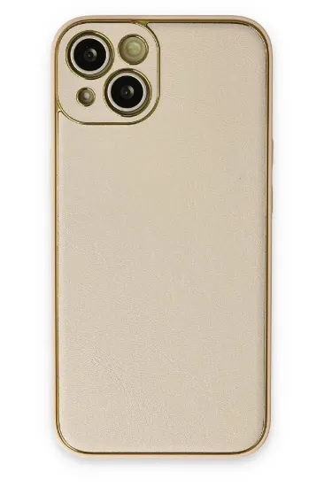 Newface iPhone 14 Plus Kılıf Coco Deri Silikon Kapak - Gold resmi