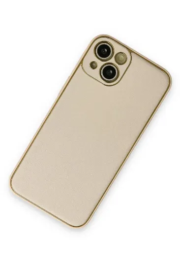 Newface iPhone 14 Plus Kılıf Coco Deri Silikon Kapak - Gold resmi