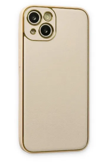 Newface iPhone 14 Plus Kılıf Coco Deri Silikon Kapak - Gold resmi