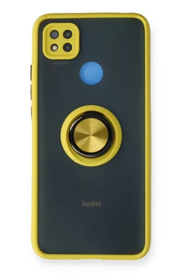 Newface Xiaomi Redmi 9C Kılıf Montreal Yüzüklü Silikon Kapak - Sarı resmi