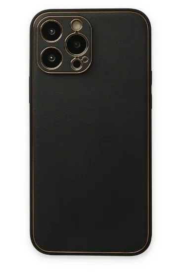 Newface iPhone 14 Pro Kılıf Coco Deri Silikon Kapak - Siyah resmi
