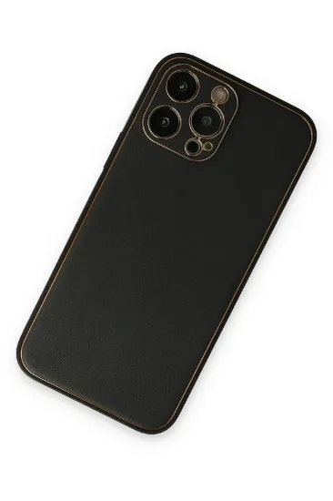 Newface iPhone 14 Pro Kılıf Coco Deri Silikon Kapak - Siyah resmi