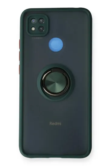 Newface Xiaomi Redmi 9C Kılıf Montreal Yüzüklü Silikon Kapak - Yeşil resmi