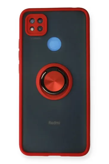 Newface Xiaomi Redmi 9C Kılıf Montreal Yüzüklü Silikon Kapak - Kırmızı resmi