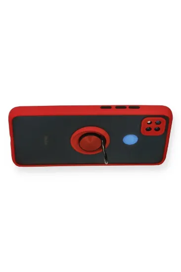Newface Xiaomi Redmi 9C Kılıf Montreal Yüzüklü Silikon Kapak - Kırmızı resmi