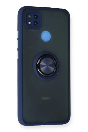 Newface Xiaomi Redmi 9C Kılıf Montreal Yüzüklü Silikon Kapak - Lacivert resmi