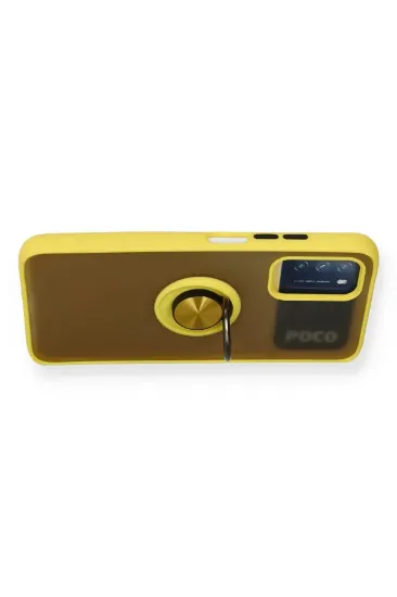 Newface Xiaomi Redmi 9T Kılıf Montreal Yüzüklü Silikon Kapak - Sarı resmi