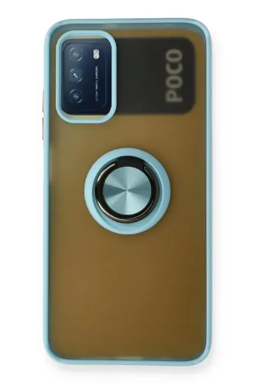 Newface Xiaomi Redmi 9T Kılıf Montreal Yüzüklü Silikon Kapak - Buz Mavi resmi