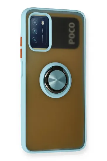 Newface Xiaomi Redmi 9T Kılıf Montreal Yüzüklü Silikon Kapak - Buz Mavi resmi