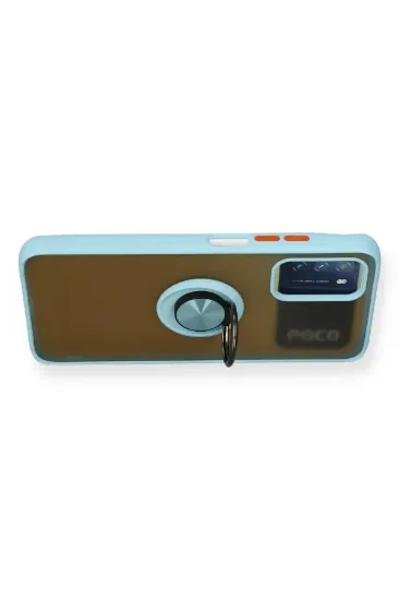 Newface Xiaomi Redmi 9T Kılıf Montreal Yüzüklü Silikon Kapak - Buz Mavi resmi